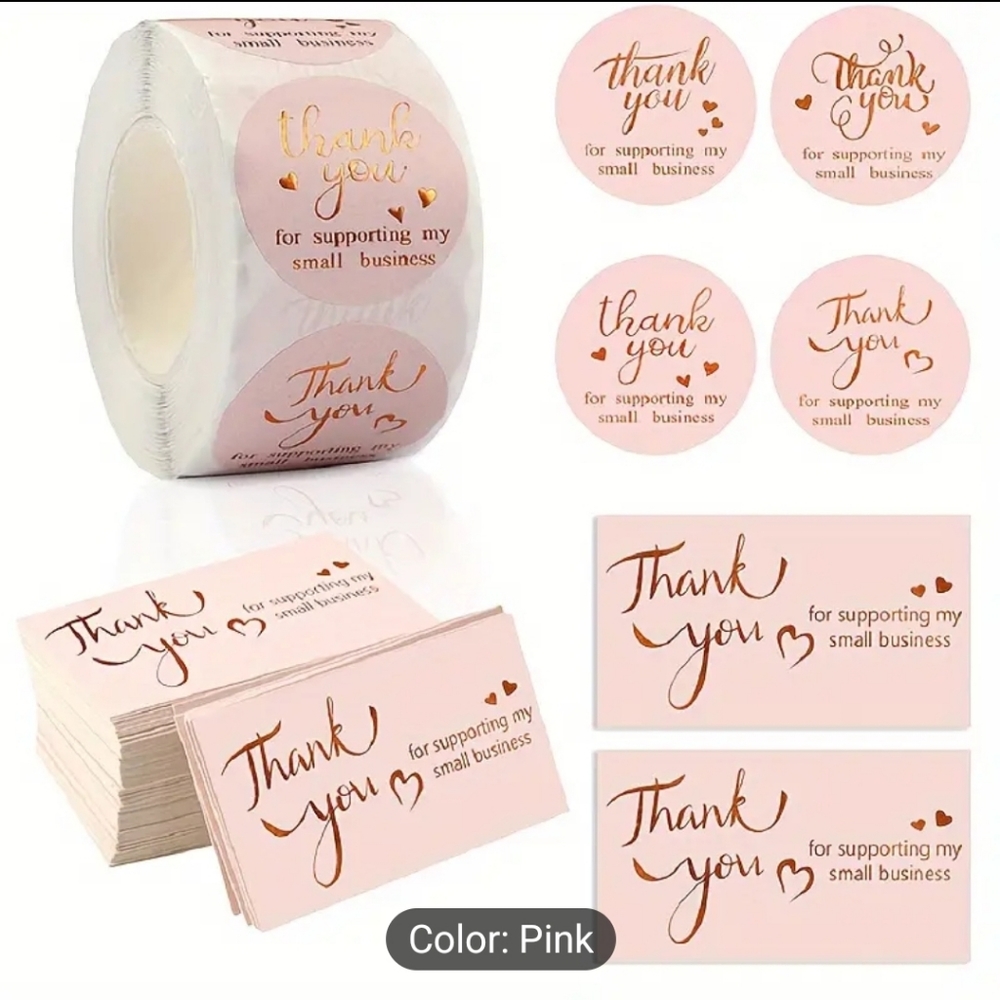 Thank you cards and stickers (100 pieces)
